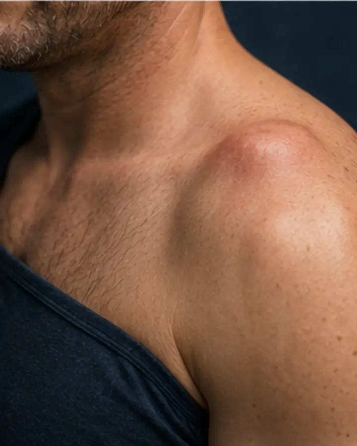 Person experiencing symptoms related to AC joint sprain