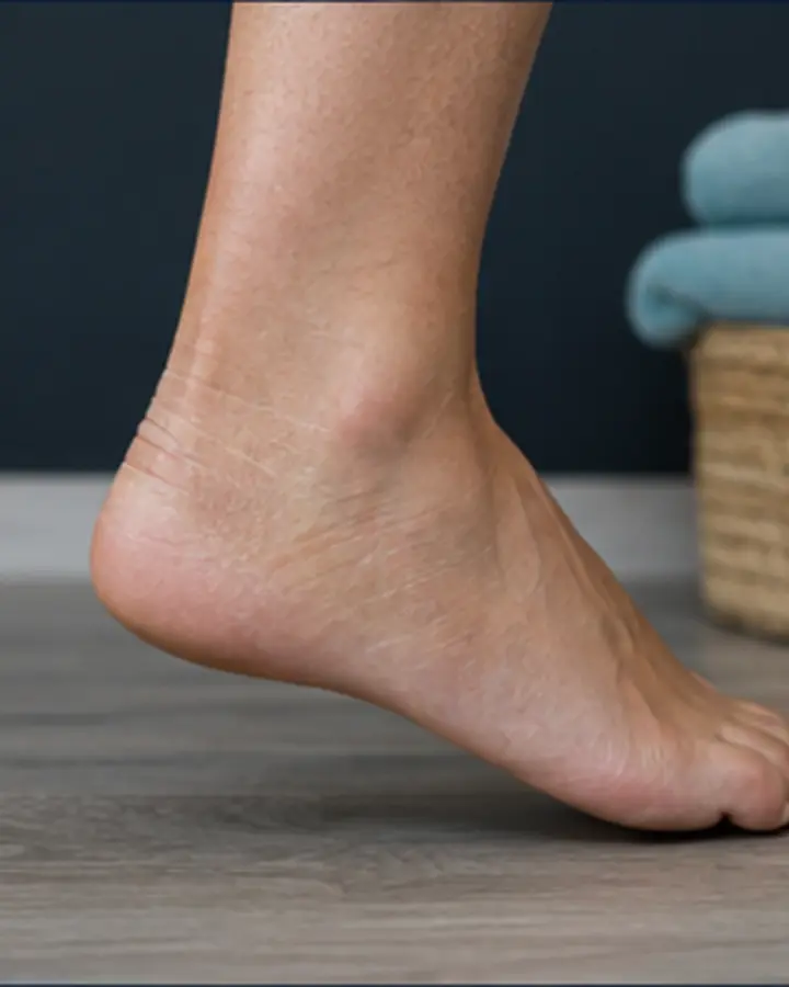 Person experiencing symptoms related to Ankle stiffness after a walking boot
