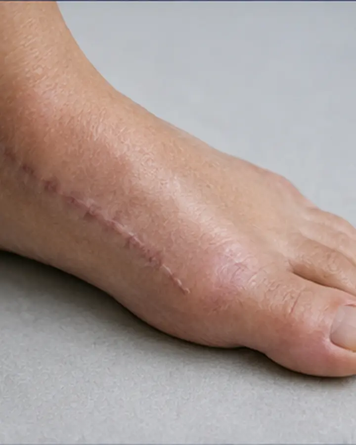 Person experiencing symptoms related to Bunion surgery rehabilitation