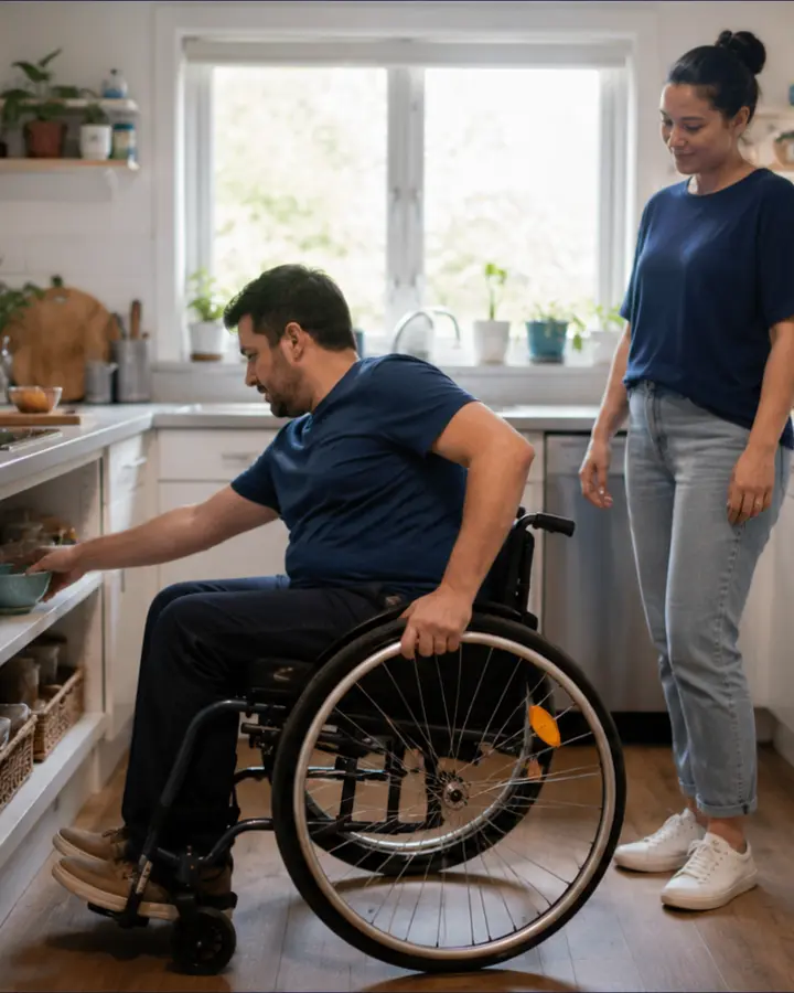 Person experiencing symptoms related to Carer and support-worker involvement in physiotherapy programs