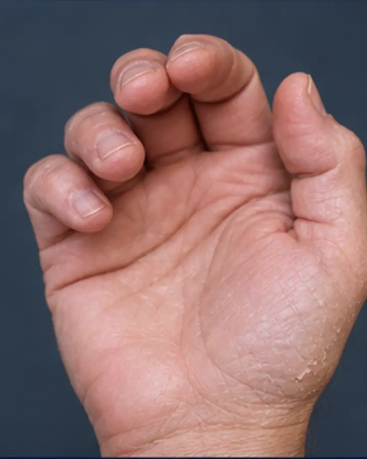 Person experiencing symptoms related to Hand stiffness after casting