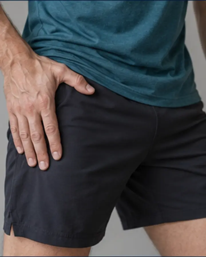 Person experiencing symptoms related to Hip flexor strain