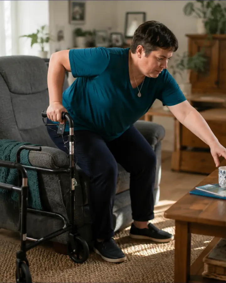 Person experiencing symptoms related to Home exercise programs for NDIS participants
