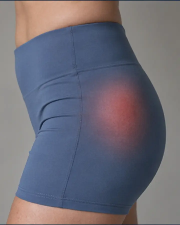 Person experiencing symptoms related to Lateral hip pain and suspected bursitis
