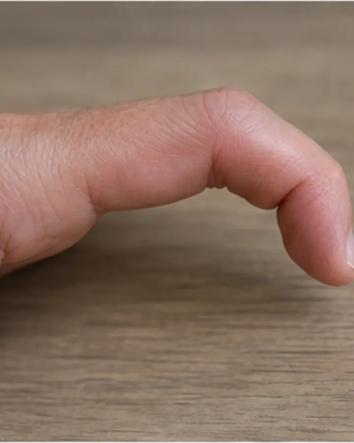 Person experiencing symptoms related to Mallet finger rehabilitation