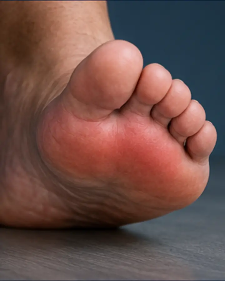 Person experiencing symptoms related to Metatarsalgia