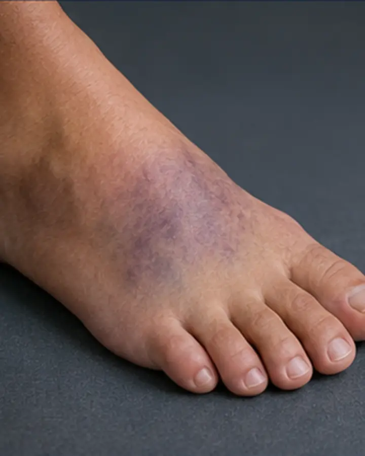 Person experiencing symptoms related to Midfoot sprain