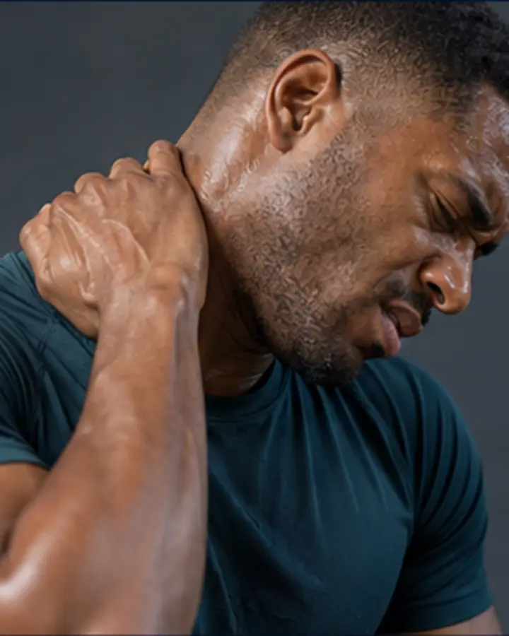 Person experiencing symptoms related to Neck muscle strain