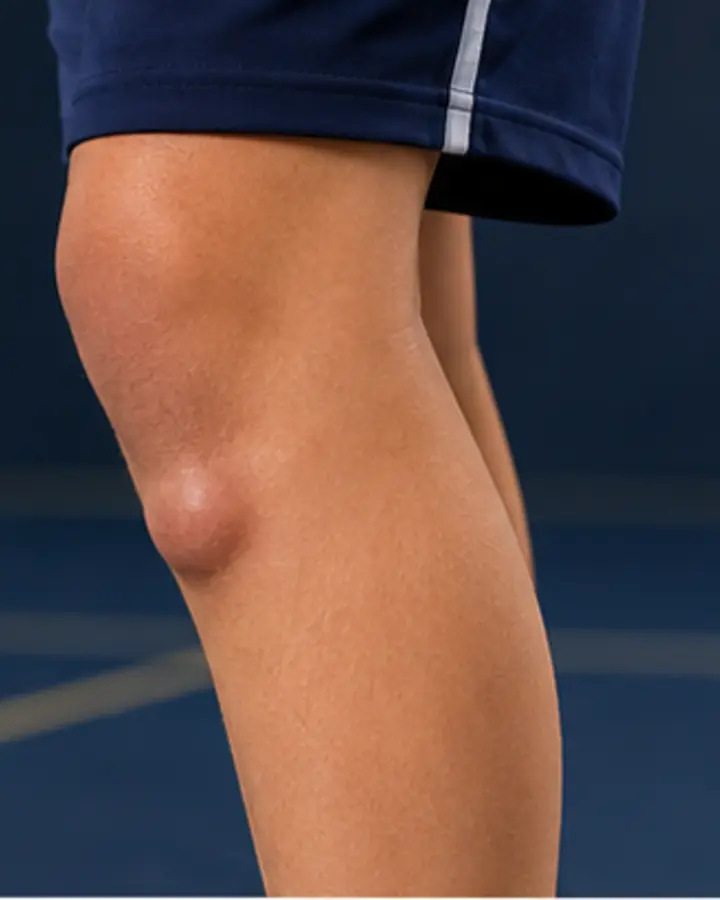 Person experiencing symptoms related to Osgood–Schlatter disease