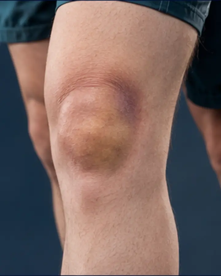 Person experiencing symptoms related to Patellar dislocation rehabilitation
