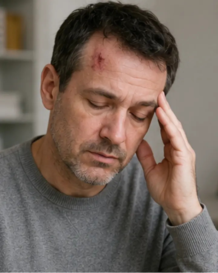 Person experiencing symptoms related to Post-concussion dizziness and balance symptoms