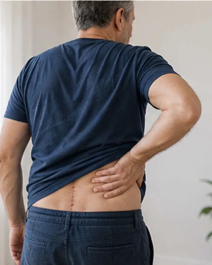 Person experiencing symptoms related to Rehabilitation after lumbar decompression