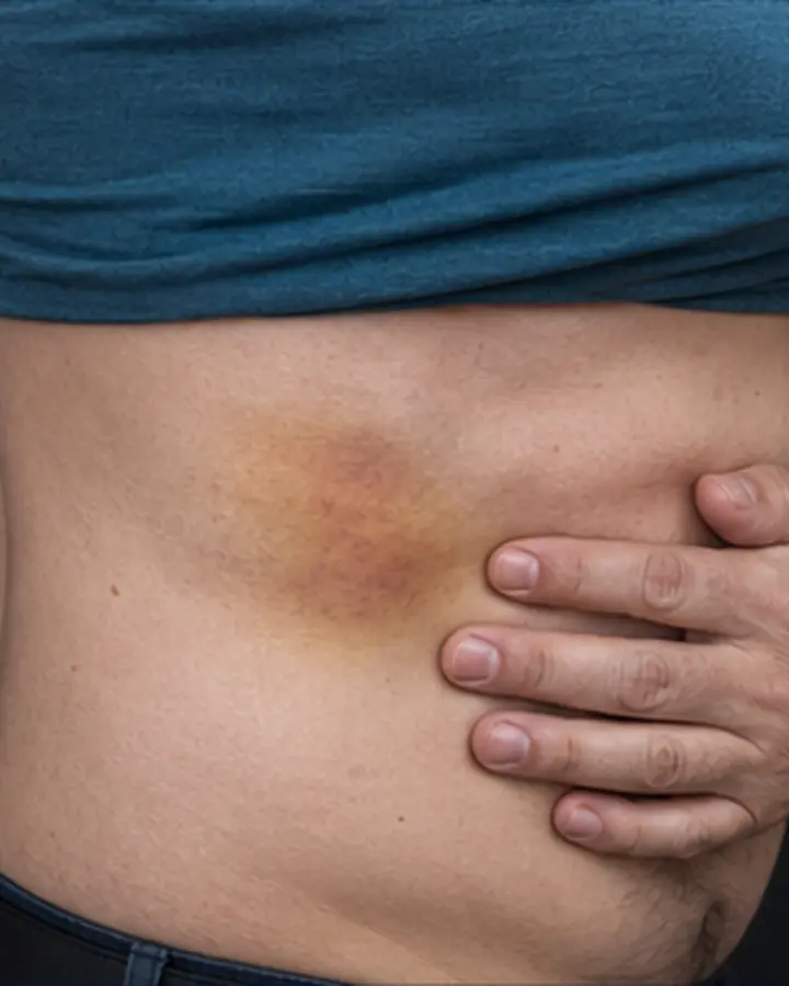Person experiencing symptoms related to Rib fracture rehabilitation