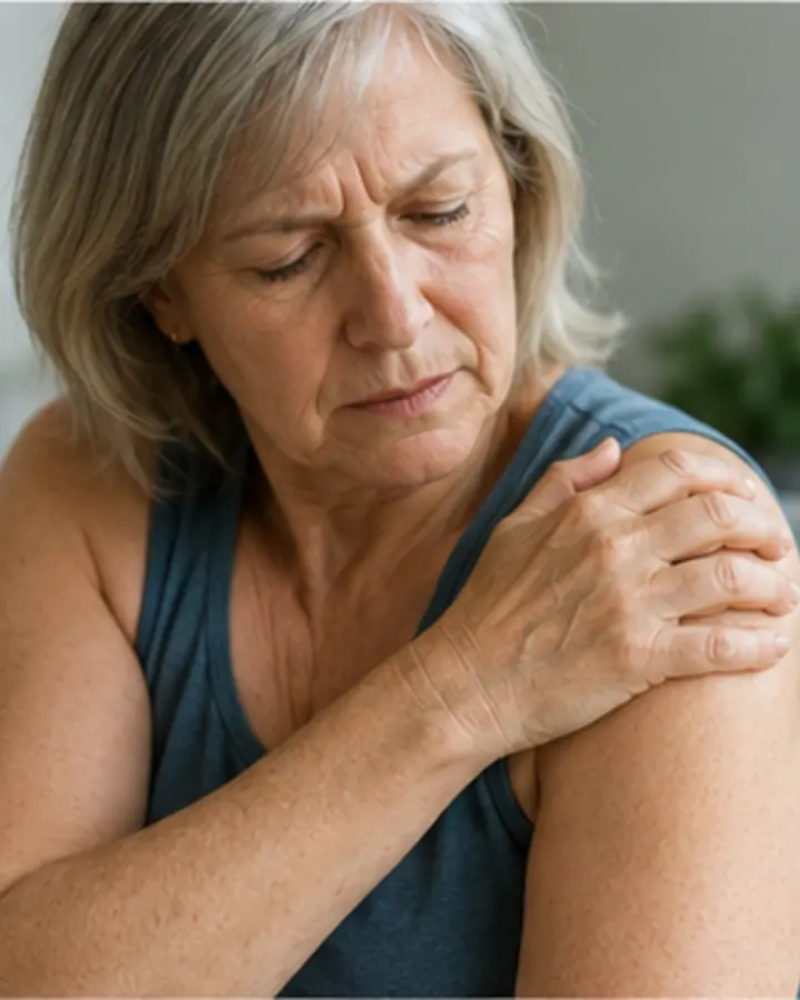 Person experiencing symptoms related to Shoulder osteoarthritis