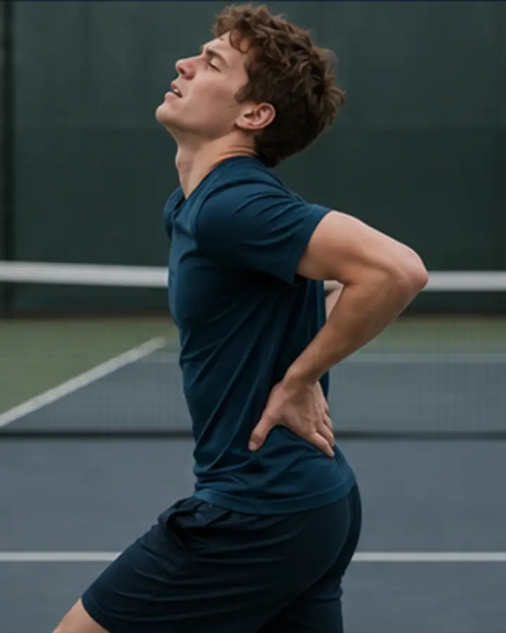 Person experiencing symptoms related to Spondylolysis rehabilitation