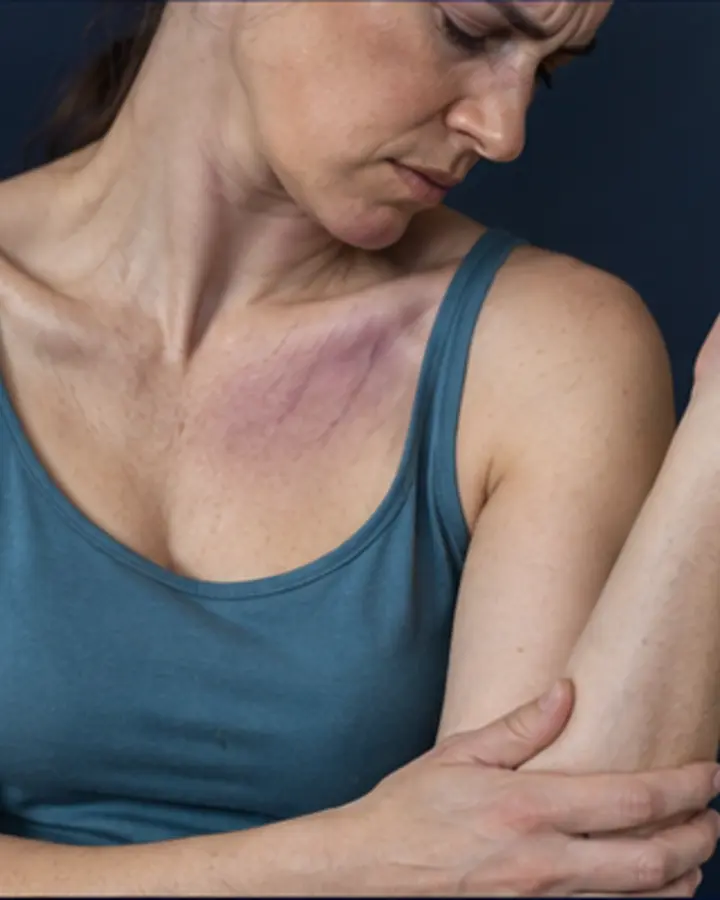 Person experiencing symptoms related to Thoracic outlet syndrome