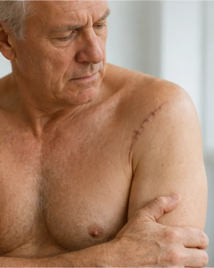 Person experiencing symptoms related to Total shoulder replacement rehabilitation