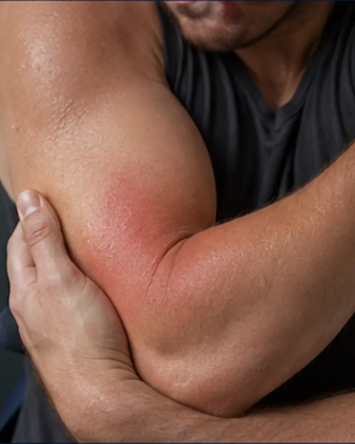 Person experiencing symptoms related to Ulnar collateral ligament injury of the elbow