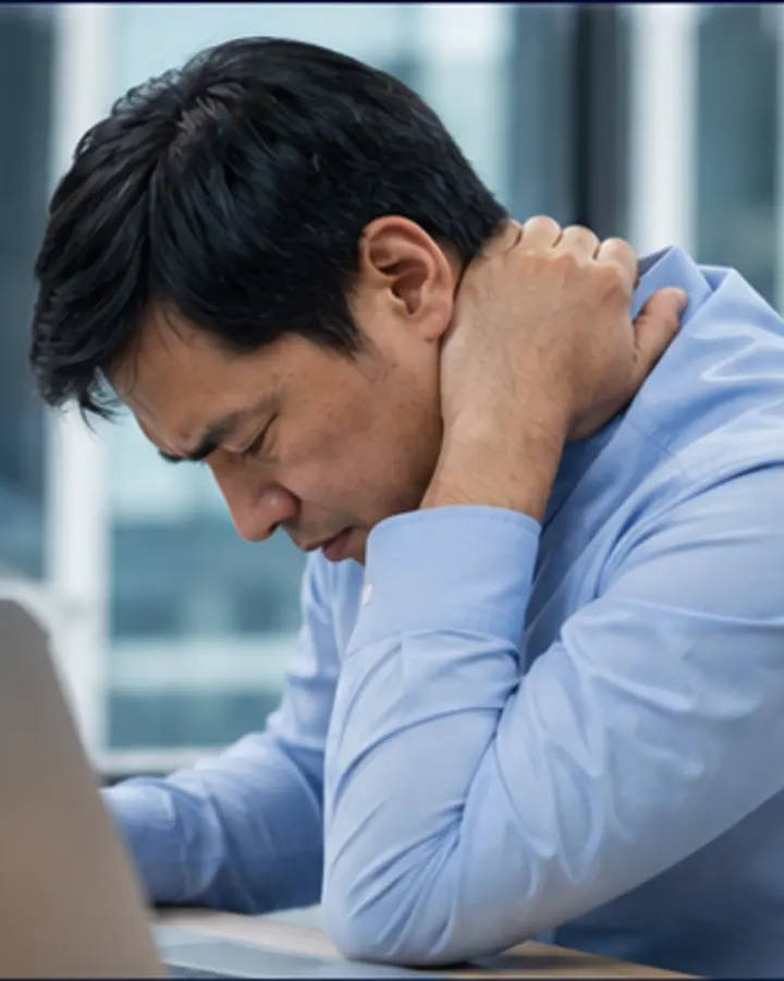 Person experiencing symptoms related to Work-related neck pain